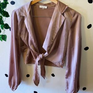 Pink Satin Tie-Front